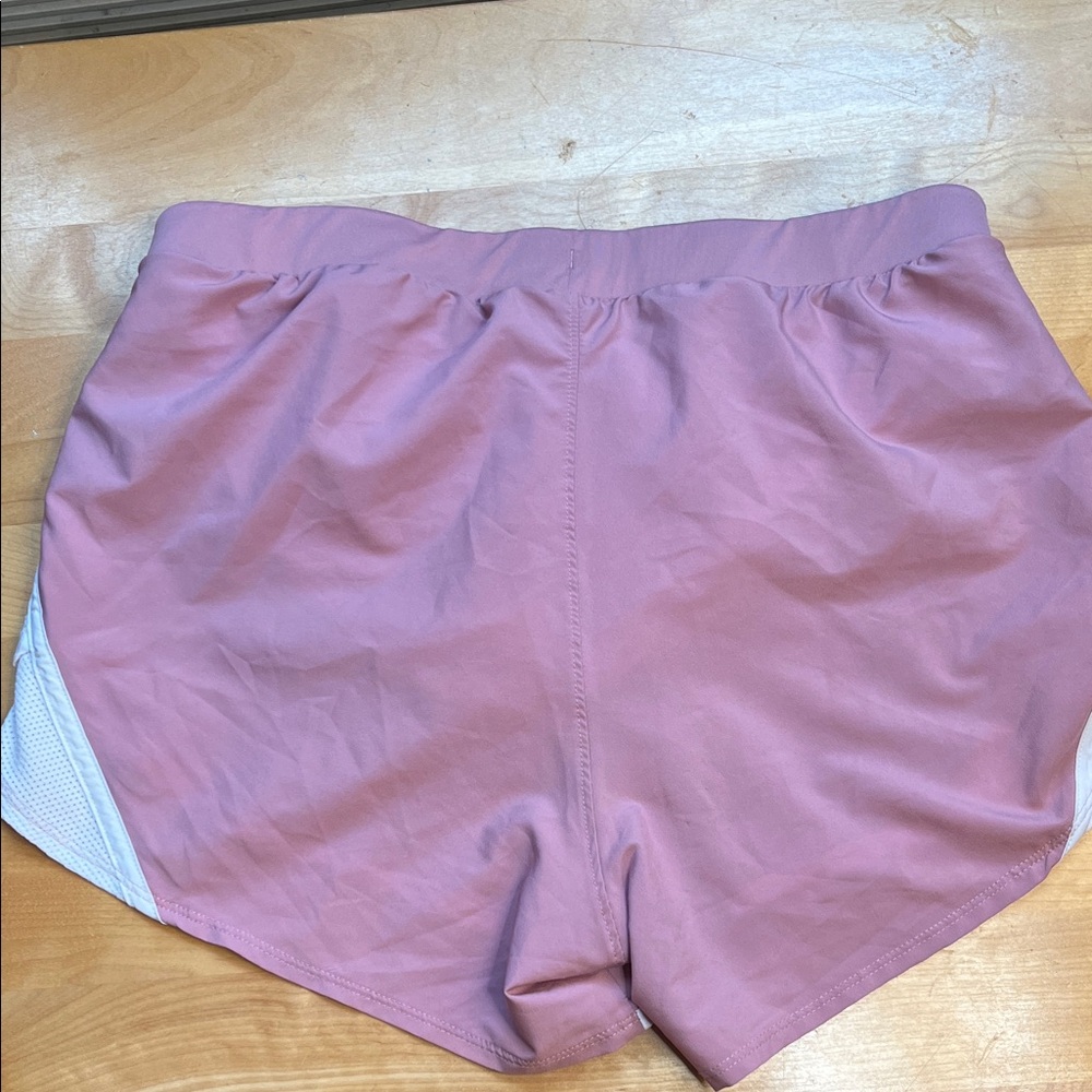 Under Armour Dusty Rose Women's Athletic Shorts with White Trim - Picture 6 of 8